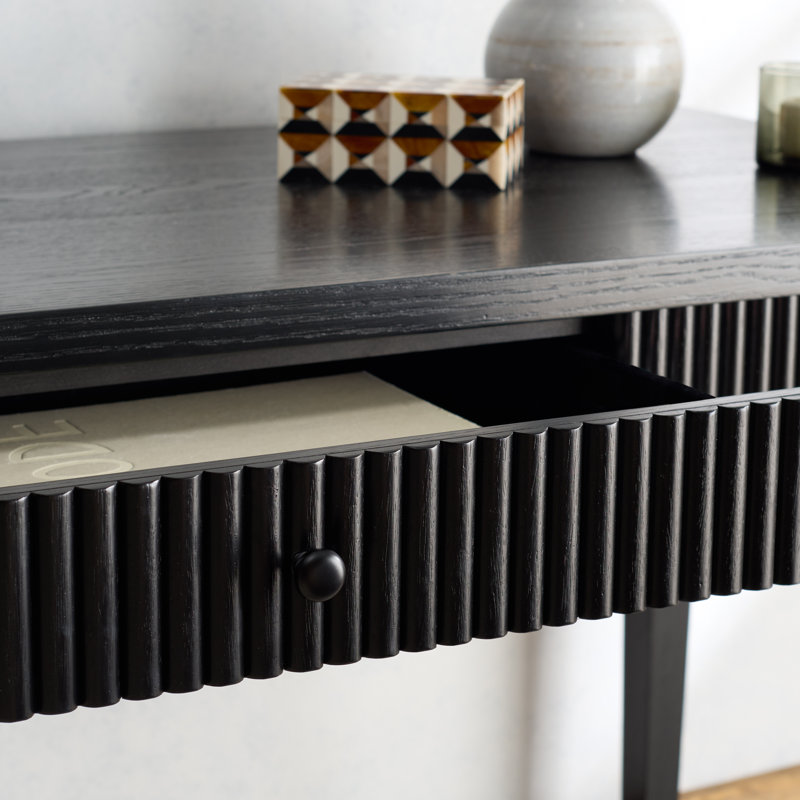 Shelbie 1 Drawer Reeded Desk, Black
