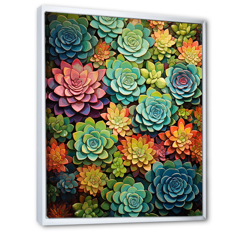 «Chantile Succulents Succulent», reproduction d'art sur toile, H 40 po x l 30 po x P 1,5 po, Cadre flottant blanc