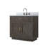 Ensemble de meuble-lavabo et robinet en marbre brun de Carrare-2050016598