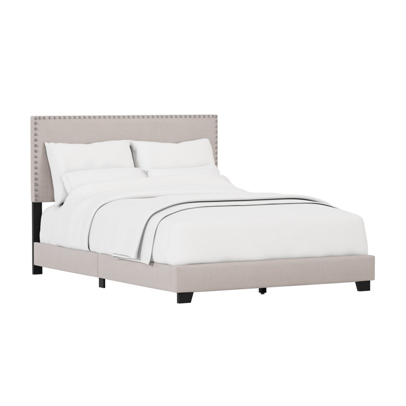 Lit plateforme tapissier Takengon, Brouillard, Double