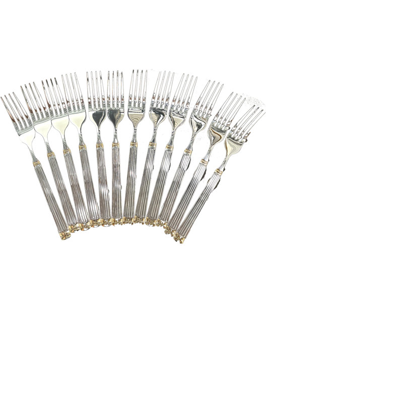 24-Piece "Ridge" Dinner Flatware Set | 12 Dinner Spoons & 12 Dinner Forks | 18/10 Stainless Steel