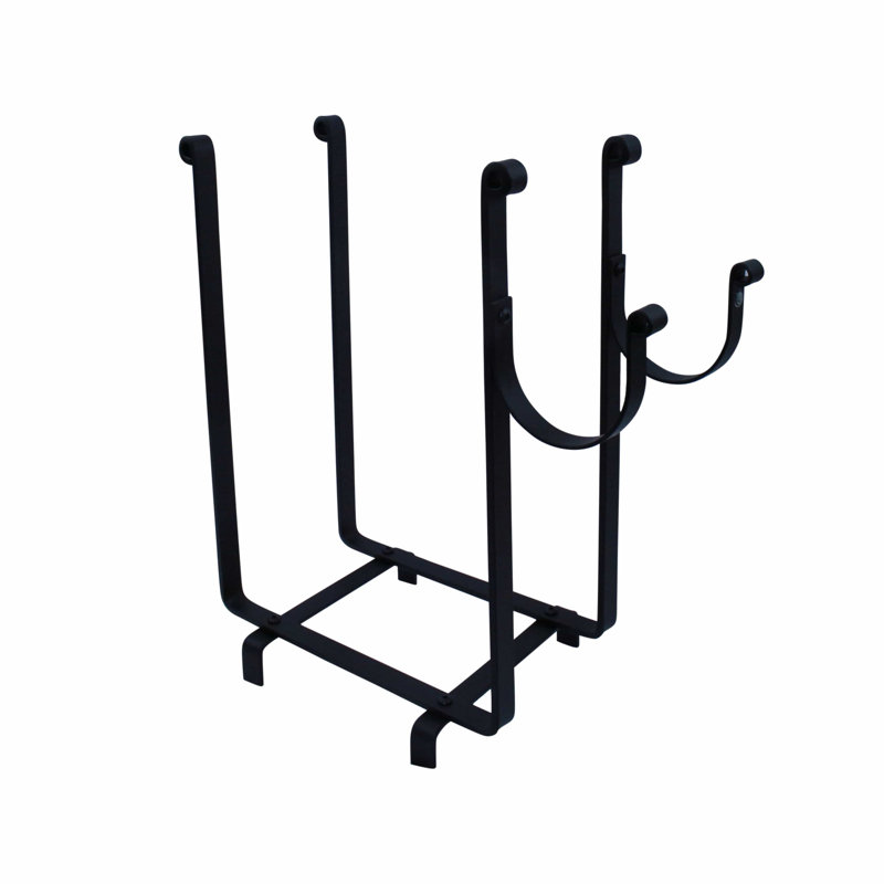 Handcrafted Rectangle Fireplace Log Rack Black