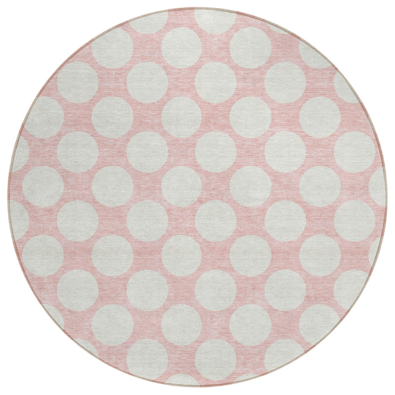 Tapis rond lavable à pois 8 po