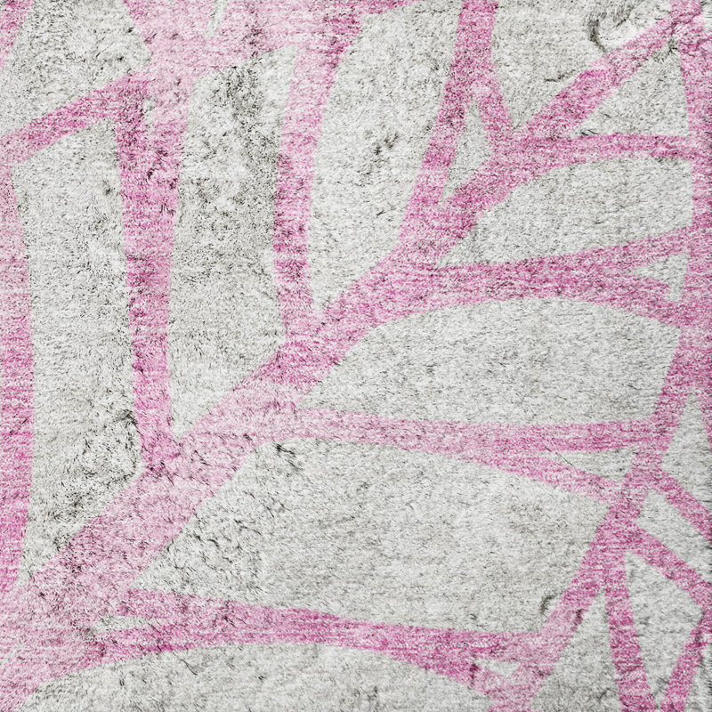 Tapis Dream Shag ADS744 de qualité supérieure, lavable à la machine et à motif floral, Pink, 9' x 12'