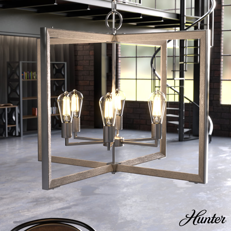 Luminaire suspendu 6 lumières Woodburn, Nickel brossé