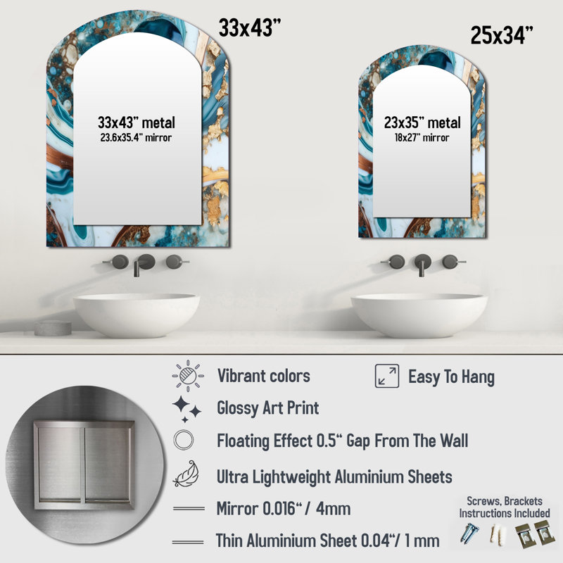 Miroir mural Ocean, 34 po x 25 po