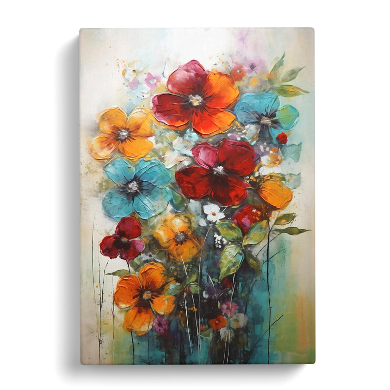 Houten Flowers Mid Century Modern Vol.16 - Wrapped Canvas, 50cm H x 35cm W x 3cm D