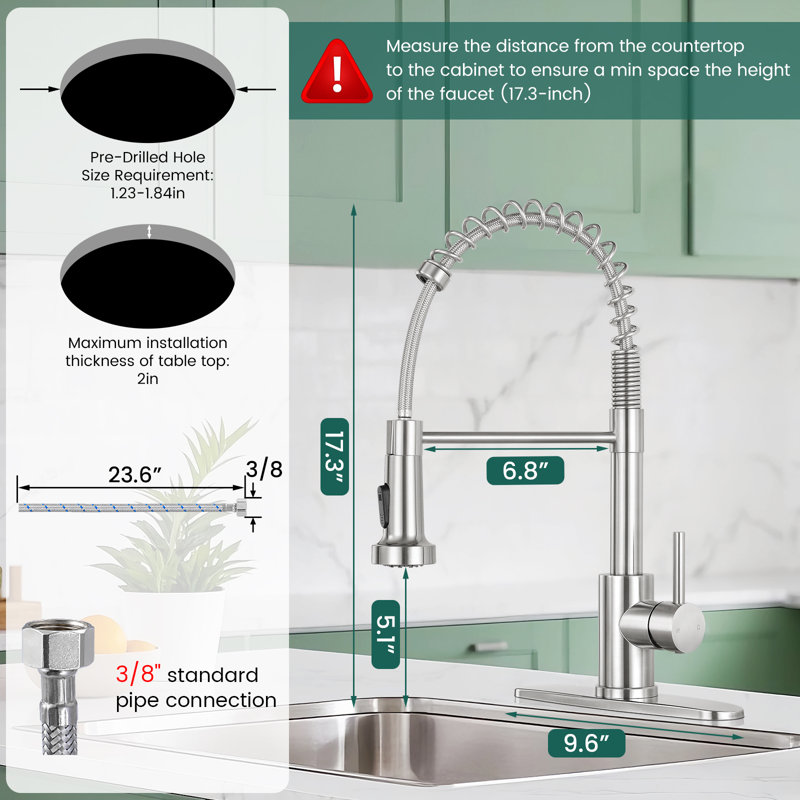 Single handle kitchen faucet with two pull-down water outlet modes, Brushed Nickel