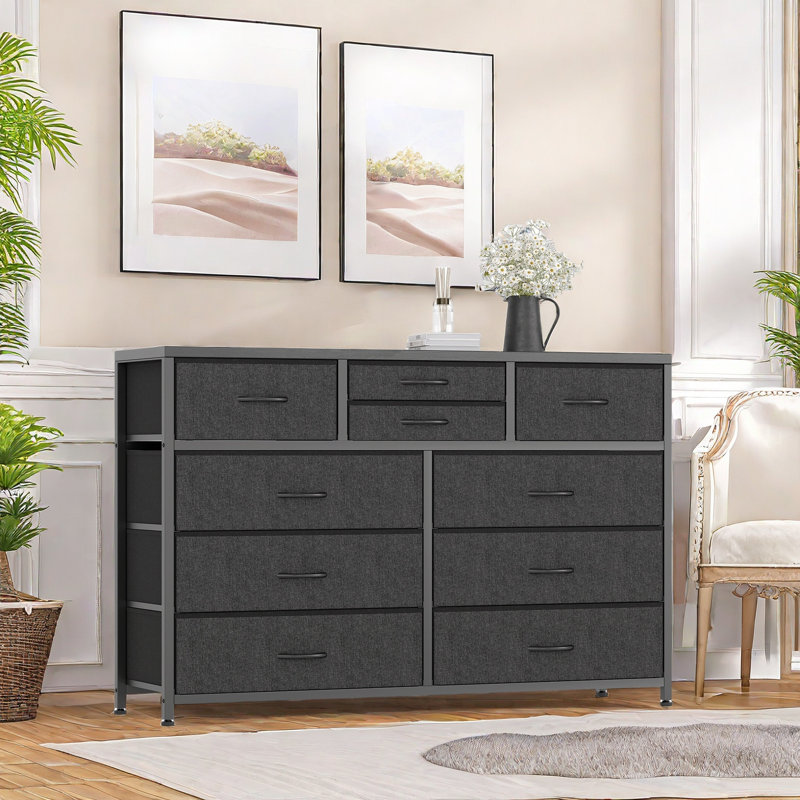 10 Drawers Dresser, Fabric Storage Drawers For Closets, Black