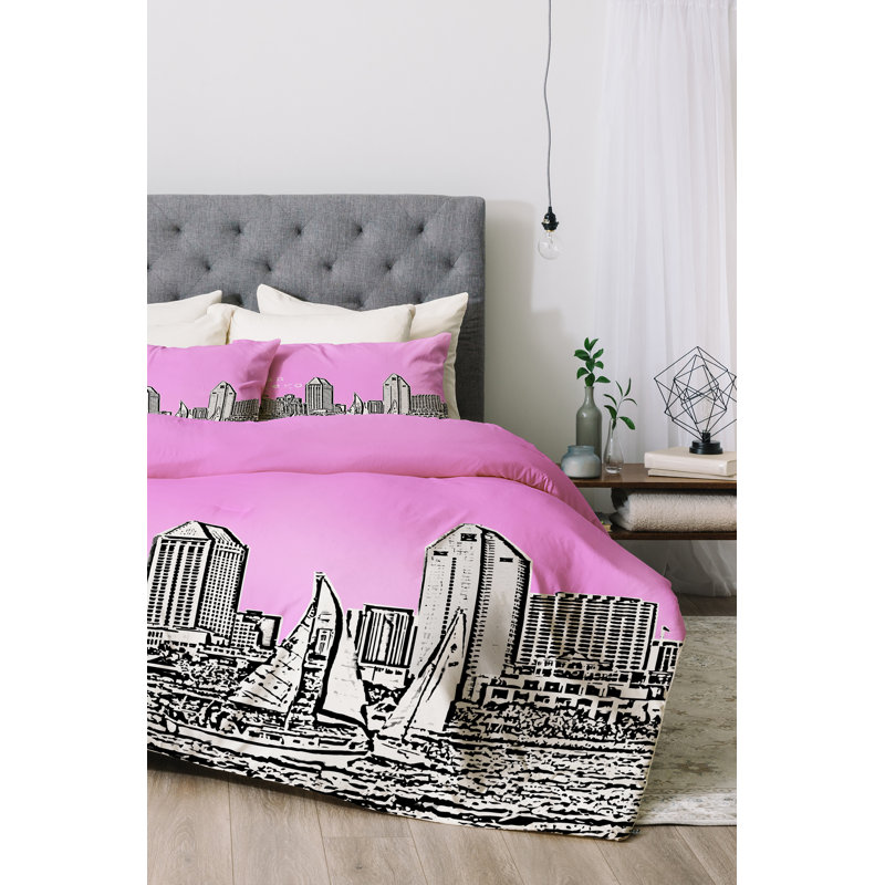 Ensemble de housse de couette San Diego, Housse de couette pour très grand lit et 2 très, Rose