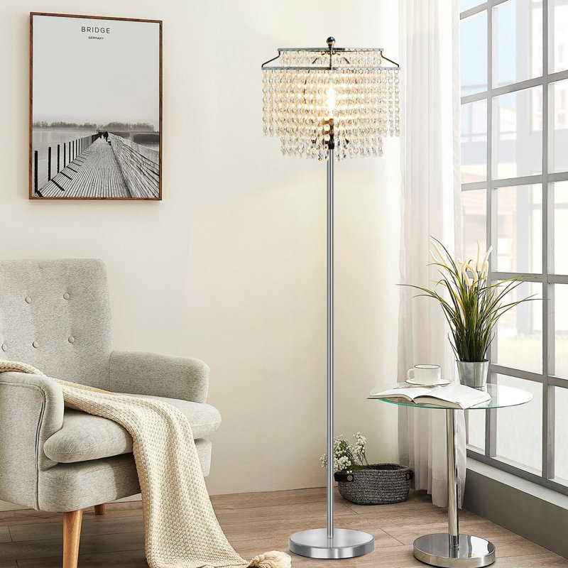 Yuriko 64'' Black Novelty Floor Lamp, Silver
