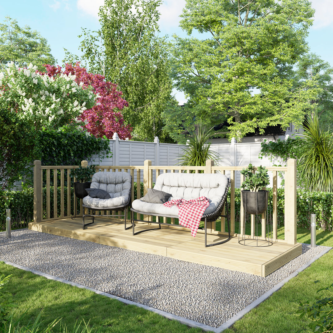 4X14 Power Timber Decking Kit - Brown - 1.2M X 4.2M - Handrails Both Sides - Image 2