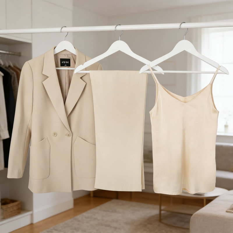 Cintres de costume en bois durable, paquet de 80 avec finition blanche, conception profilée pour manteaux, vestes et vêtements professionnels