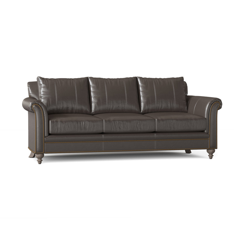 Richardson Sofa, Aline Fumo Genuine Leather, Mahogany, French Natural