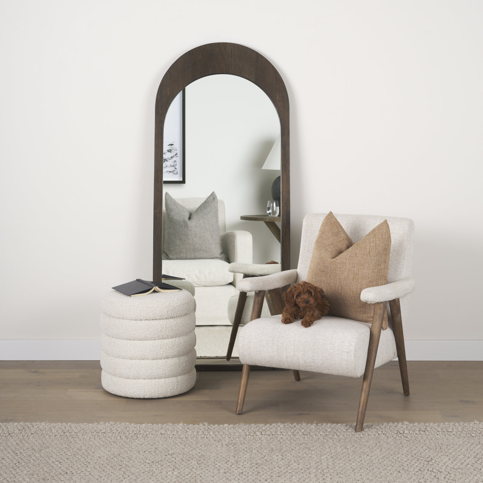 Vixe Solid Wood Mirror, Dark Brown, 72" x 30"