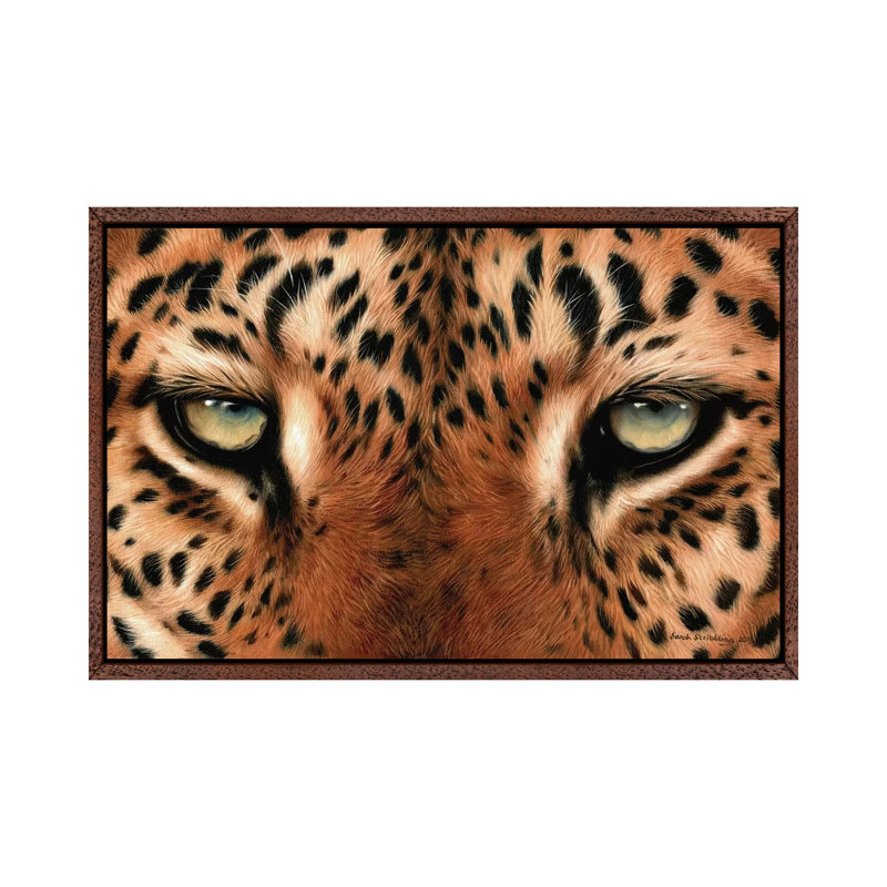 Leopard Eyes by Sarah Stribbling - Print on Canvas, 66.04 cm H x 45.72 cm W, Brown Framed