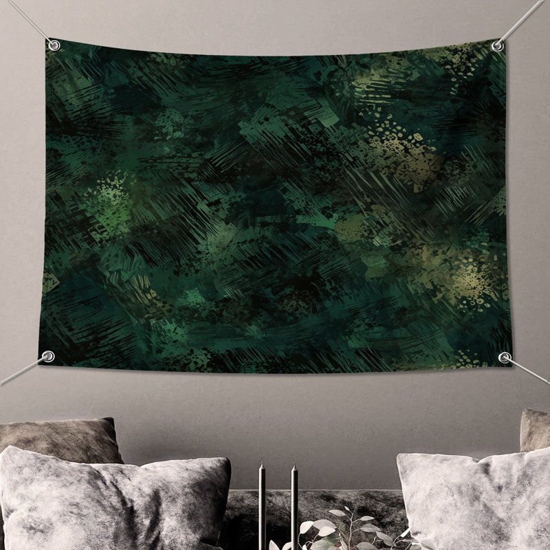 Dark Green Abstract Texture Wall Tapestry - Texture Wall Decor, 50in H x60in W with 4 Grommets