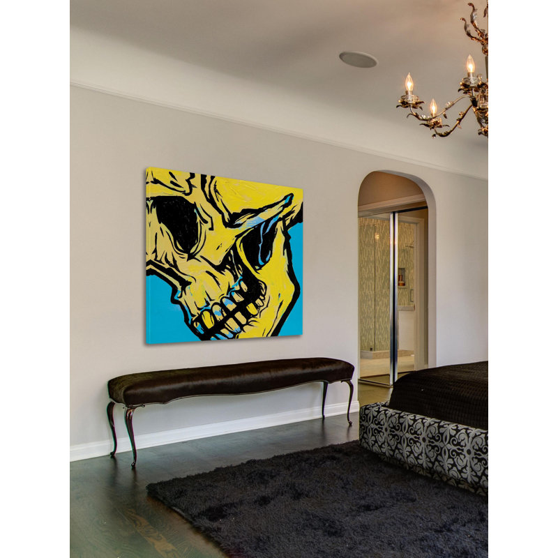 «Skull 1» par Josh Ruggs - peinture sur toile tendue, H 18 po x l 18 po x P 1,5 po