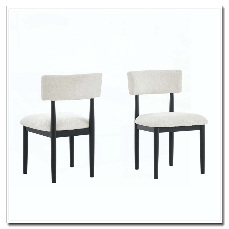 Chaises de salle à manger rembourrées Boucle, Noir