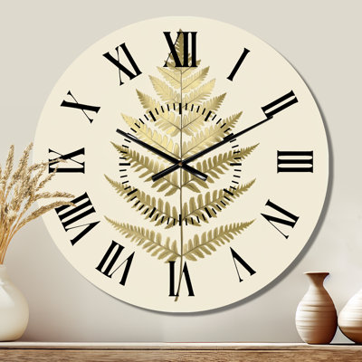 Fougère de l'herbier victorien - Grande horloge murale botanique en métal