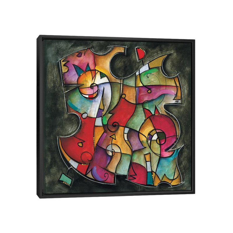 « noir duet i » par eric waugh, reproduction d’impression sur toile, H 18 po x l 18 po x P 1,5 po, Toile avec cadre noir