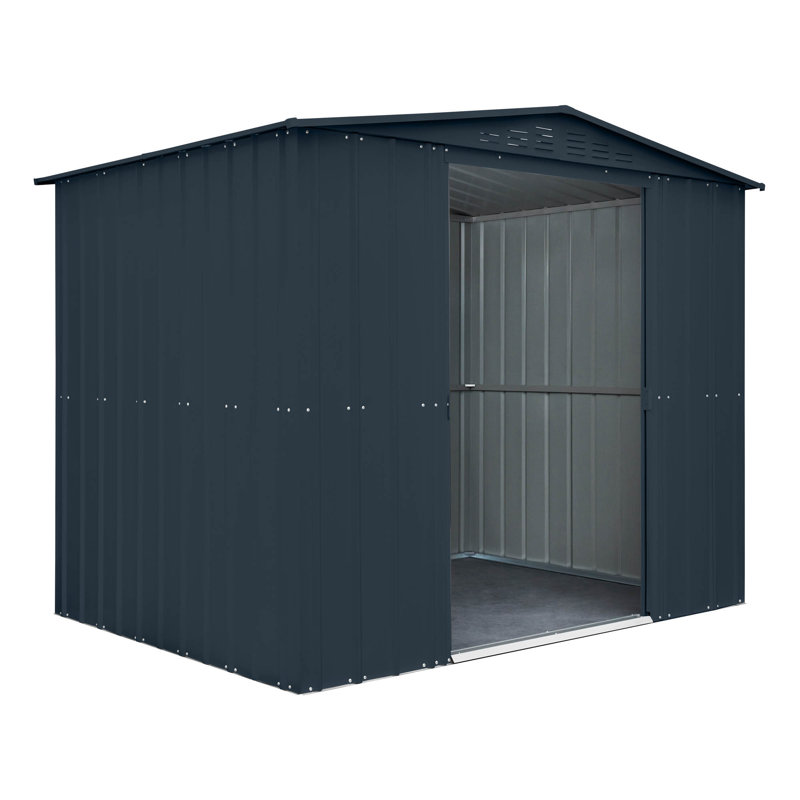 Globel 8 X 6 Apex Grey Metal Shed, Grey