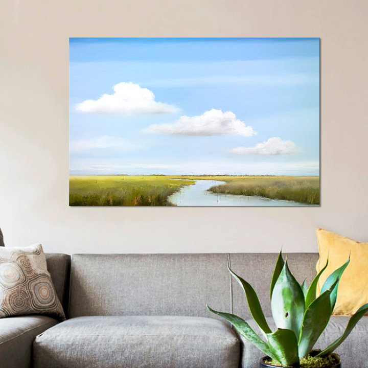 « down the river vi », impression sur toile, H 26 po x l 40 po x P 1,5 po, Pas de tapis, Toile tendue