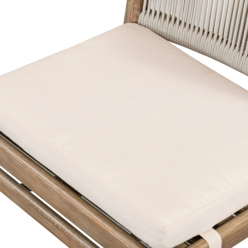 Chaise d'appoint d'extérieur avec coussin Baltzer Eucalyptus, Structure naturelle / coussin avoine Lakin