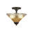 Semi-Flush 2 Bulbs With 12" Amber Crystal Glass-32464319