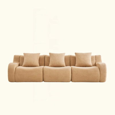 Canapé désossé, tissu 3 places en peluche de haute qualité, conception antidérapante, accoudoirs incurvés sans assemblage, conception épurée, éponge haute densité 32D pour le salon, la chambre à coucher, le coin lecture