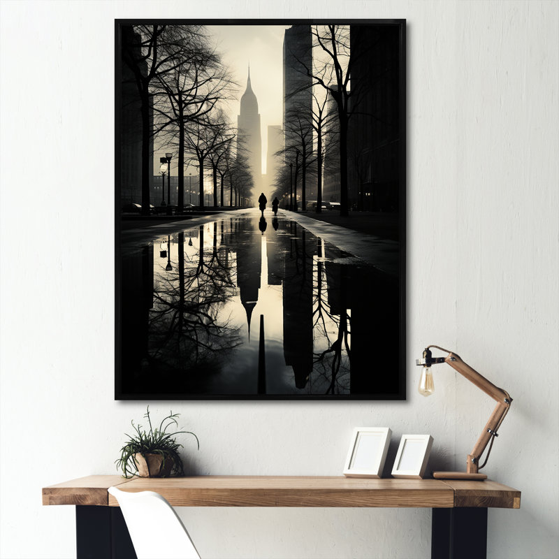 «Skyscrapers Minimalisme», photographie de paysage sur toile, Cadre flottant noir, H 32 po x l 16 po