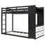 Lit superposé simple avec tiroirs de rangement, tablettes, bandes lumineuses et panneaux perforés - noir-657506469
