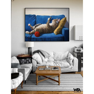 Illustration de chat brun tigré, affiche de chat brun, affiche de salon, idée de décor de chat d'homme des cavernes, cadeau d'anniversaire de beau-frère H1833D