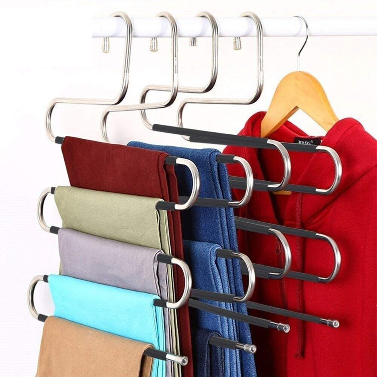 4-Tier Skirt Hangers with Clips Pant Hangers Space Saving Multiple Hanger;