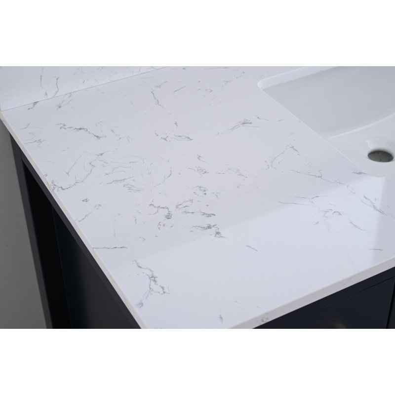 Dessus de meuble-lavabo en pierre reconstituée 24 po avec lavabo - pour remplacement de meuble-lavabo, sans armoire