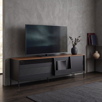 TV Stand for TVs up to 75 Inches with Sliding Doors, TV Console Table with Adjustable Shelves and Storage Drawer