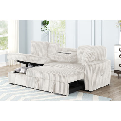 Canapé modulaire moelleux avec canapé-lit en velours crème