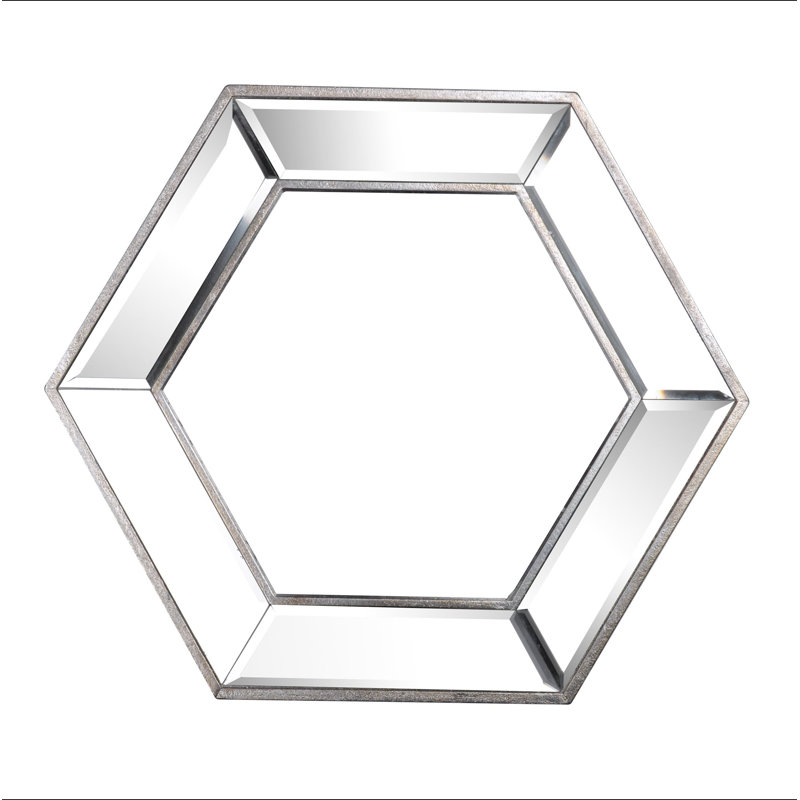 Miroir mural hexagonal 20 po x 18 po avec design contemporain en verre, miroir décoratif pour le salon, l'entrée, la chambre à coucher