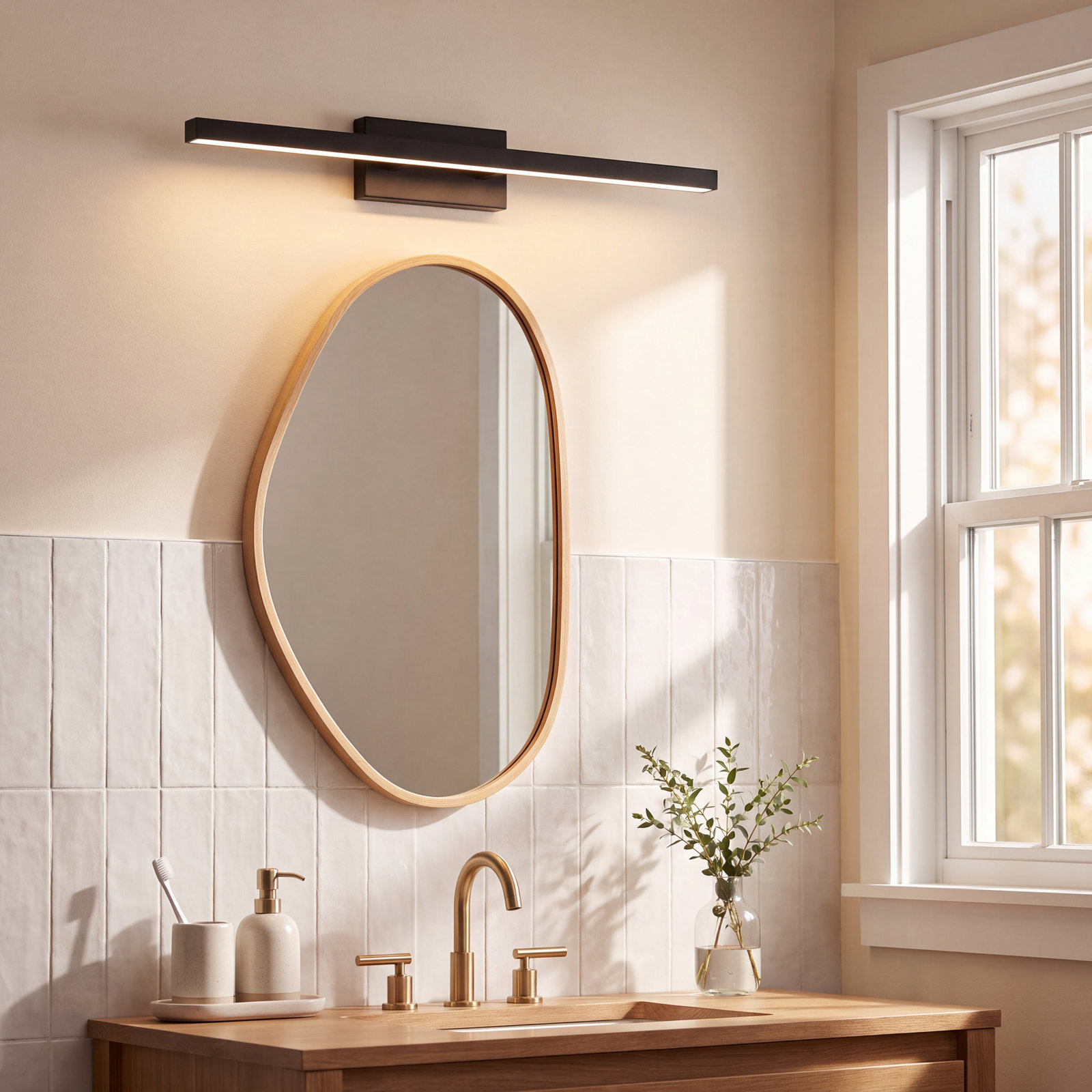 Rochelle Single Light Dimmable Bath Bar, Black, 3000K