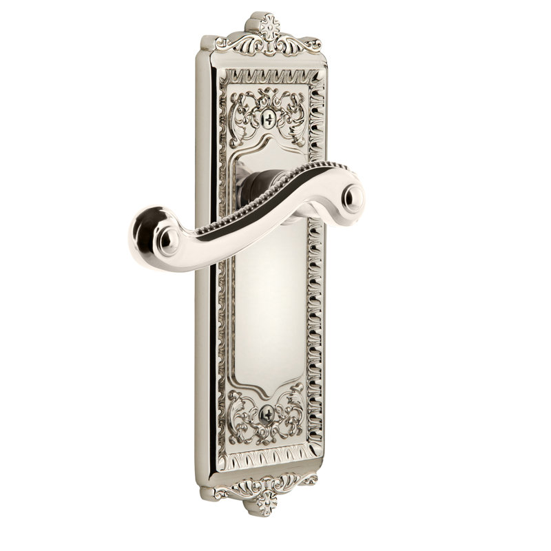 Grandeur Windsor Plate Passage avec levier Newport, Nickel poli, 2-3/4"