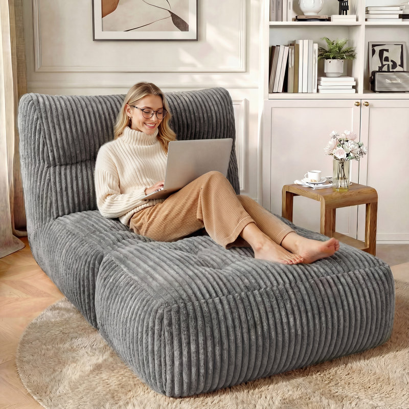 Fauteuil à billes pliable en velours côtelé, canapé de salon multi-positions, sans fauteuil d'assemblage géant pour le salon, la chambre à coucher