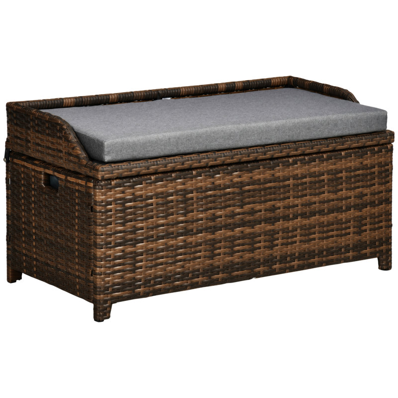 Boîte de rangement en osier pour l'extérieur Outsunny, Gris