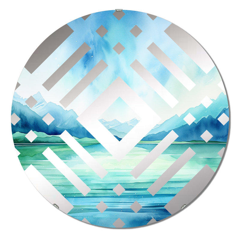 Miroir décoratif diamant pastel aurore boréale I, 31,4 po x 31,4 po