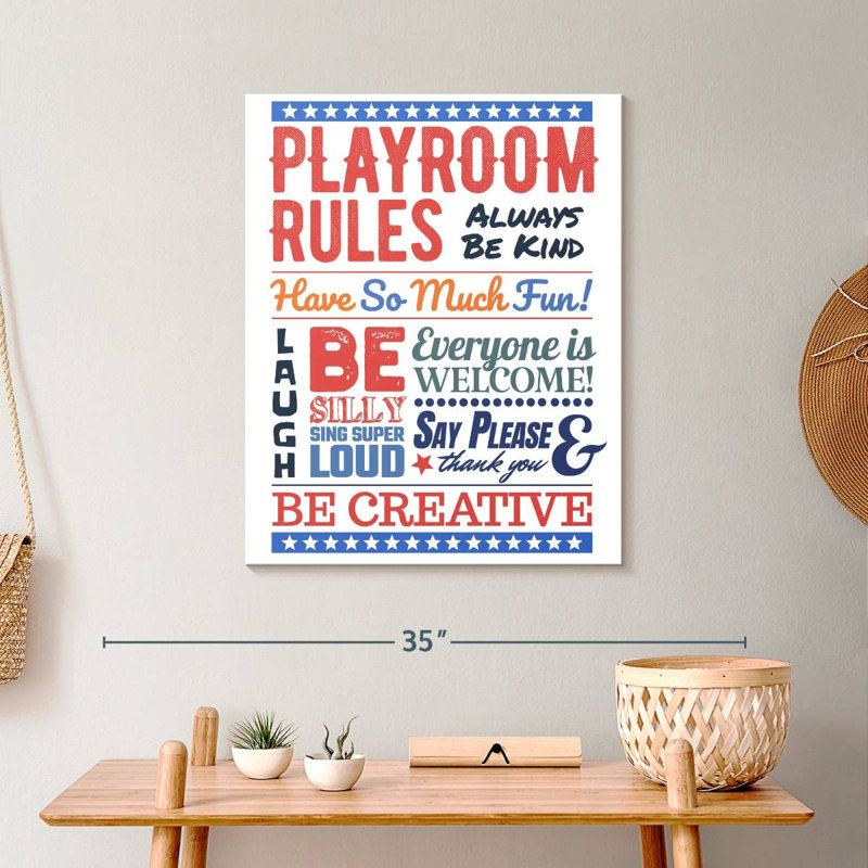 " Playroom Rules " by HomeyNotes Studio, 25" H x 20" W x 1.25" D