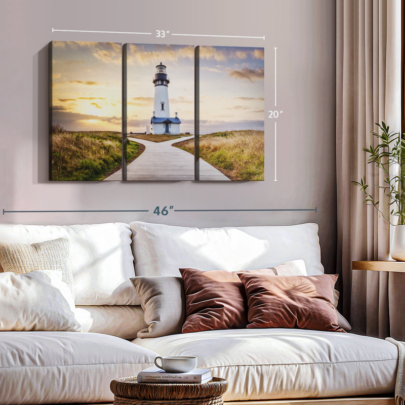 "Phare de Yaquina sur la côte de l'Oregon" sur toile, H 20 po x l 33 po