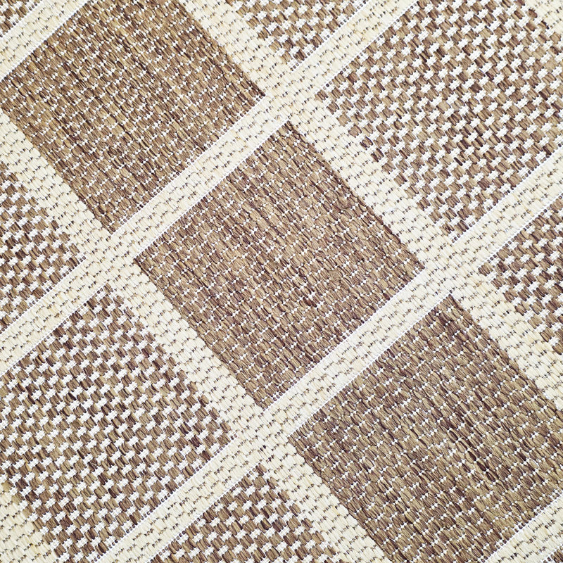 Gere Rug Non Slip Flat Weave Border Check Geometric Kitchen Living Room Carpet, Rectangle 200 x 280 cm, Brown