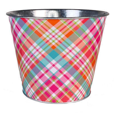 Springtime Plaid Pattern Planter