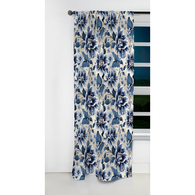 Blue Maritime Flower Damask Serenity - Damask Curtain - Blackout Damask Curtain - 1 Panels