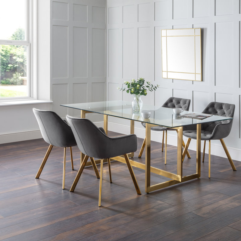 Lula Glass Top Metal Base Dining Table