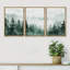  Green Pine Tree Forest Woodland Landscape Modern Artwork Wall Art Framed 3 Pieces Canvas Print-98697000-98697002